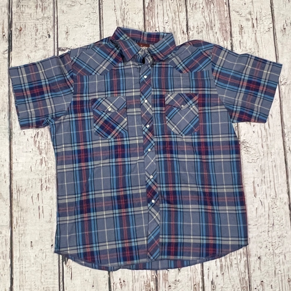 Vintage Western Pearl Snap Wrangler Button Down Cowboy Rancher Shirt